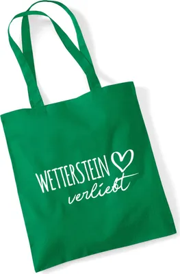 Produktbild von Huuraa Jutebeutel Wetterstein verliebt 10 Liter Kelly Green Baumwolle Tasche Geschenkidee