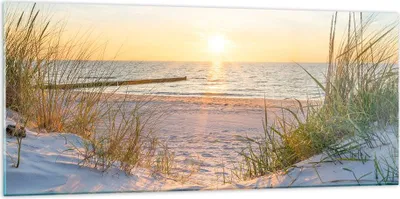 Produktbild von Bilder auf glas - Düne Strand Meer - 120x50cm - Glasbilder - Wandbilder - Kunstdruck - zum Aufhängen bereit - Wanddekoration aus Glas - Glas Bilder - Wandbild auf Glas - Einteilig - GAB120x50-3989
