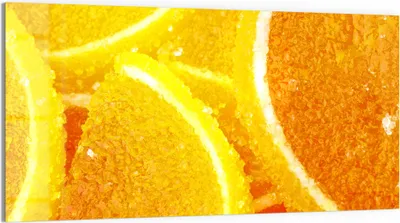 Produktbild von DEQORI Glasbild Echtglas 100x50 cm 'Süße Zitruspracht' Wandbild Bild modern Deko
