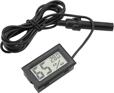 Obrázek produktu pro Miniaturní digitální teploměr-hygrometr, LCD displej, integrovaný monitor teploty s externí sondou pro inkubátory, nádrže s plazy, akvária