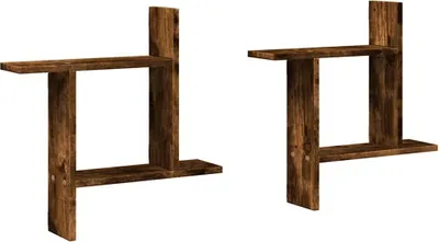 Obrázek produktu pro vidaXL Nástěnné police 2 ks. Kouřový dub 50x12x50 cm Materiál na bázi dřeva