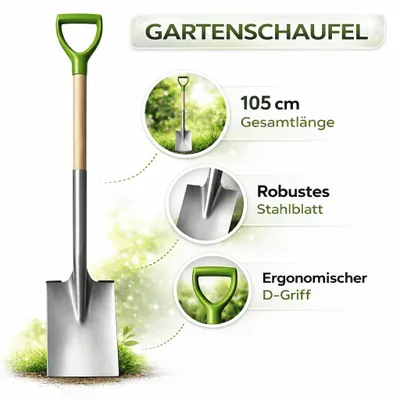 Produktbild von Gartenspaten Gartenschaufel Schaufel Spaten Garten Feldspaten Grabspaten Schippe