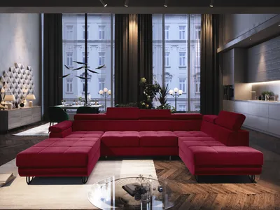 Produktbild von FURMEB24 ECKSOFA CAPRI U-form mit schlaffunktion rechts 320 x 183 cm ROT