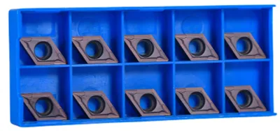 Produktbild von Drehwerkzeug 10 Teile - CNC Hartmetall Klingen - DCMT11T304 VP15TF - Schneidkanten 11 mm - Blattdicke 3,97 mm - Kunststoffbox - Schneideinsätze