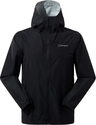 Wasserdichte Deluge Pro 3.0 Jacke von Berghaus in Schwarz; ideal für Outdoor-Aktivitäten.