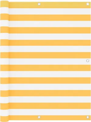 Zdjęcie produktu dla Parawan balkonowy, biało-żółty, 120x500 cm, tkanina Oxford