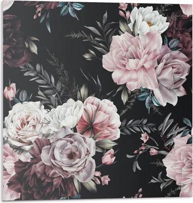 Produktbild von Blumenmuster Auf Dem Hintergrund – Selbstklebende Fliesen – Wandverkleidung – Wandpaneel – PVC Fliesen – Vinylflisen – PCV Flisen – Selbstklebend – Wanddeko – 9 Stück 30 x 30 cm