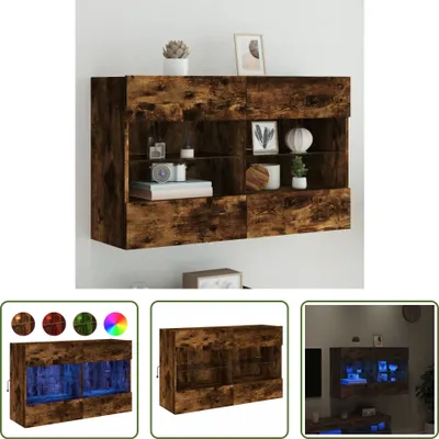 Produktbild von The Living Store TV-Wandschrank mit LED-Leuchten Räuchereiche 98,5x30x60,5 cm