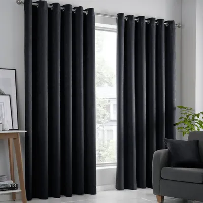 Produktbild von Thermische Verdunkelungsvorhänge mit Ringen - Schwarz - 229 x 229 cm - Set von 2