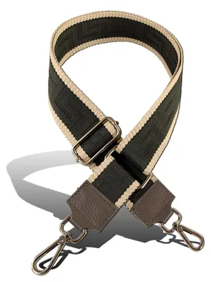 Produktbild von Florence Tragegurt Linienmuster grau beige Canvas Leder Boho-Gurt D2OGF001JK