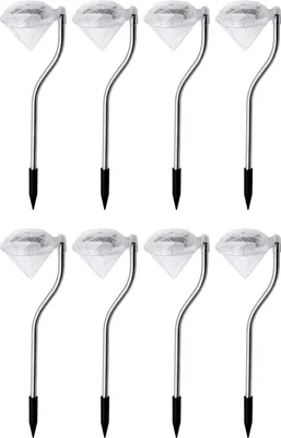 Produktbild von 8x Edelstahl LED Solar Gartenleuchte Diamant Farbwechsler Solarlampe Solarleuchte Deko Garten Leuchte Lampe Solarlicht