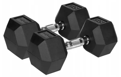 Zdjęcie produktu dla Rebel ACTIVE Rubber-coated cast iron dumbbells 2x15 kg