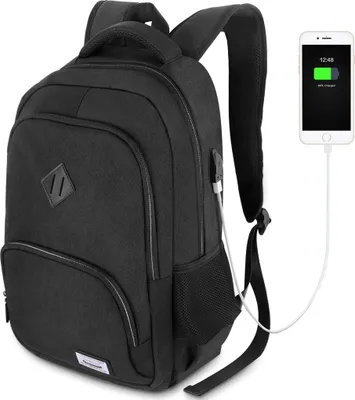 Produktbild von Černý pánský batoh - Batohy do příručních zavazadel na notebook Business batoh na počítač USB s 15,6" přihrádkou na notebook, vodotěsný, nabíjecí port USB, 20–35 l