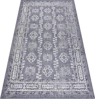 Produktbild von Teppich SISAL SION Rahmen, Ornament, vintage 2832 flach gewebt blau / rosa / ecru Mehrfarben 80x150 cm