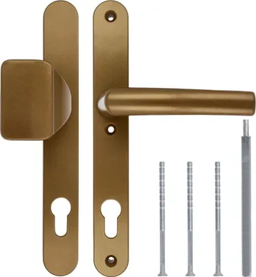Türgriff / Türdrücker / Türklinke / Drückergarnitur DHS 92mm (Schildbreite 32mm) - Gold F4 - mit Knauf Tuergriff-Tuerdruecker-Tuerklinke-Drueckergarnitur-DHS-92mm-(Schildbreite-32mm)-Gold-F4-mit-Knauf