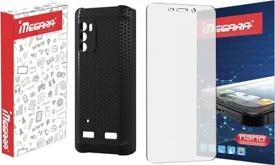 Obrázok produktu pre Hybridné sklo pre myPHONE Hammer IRON 4 5,45" + čierne silikónové TPU puzdro