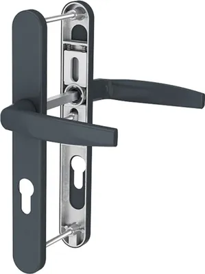 Produktbild von Langschildgarnitur Schmalrahmengarnitur Anthrazit RAL7016 PZ Lochung 8-72mm Drücker/Drücker 71-86mm nein