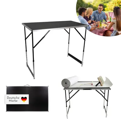 Productafbeelding van Behangtafel - 3-delig inklapbaar - Zwart - In hoogte verstelbaar - Schildertafel tot 50 kg