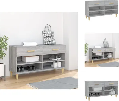 Produktbild von vidaXL Schuhschrank Grau Sonoma 102x35x55 cm Holzwerkstoff -  Schuhregale & -schränke