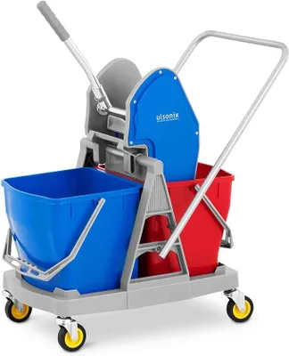 Produktbild von UNICLEAN 11 Putzwagen mit Presse Mop Eimer Wischer Reinigungswgen Halter Hotel 2 Eimer 40 L