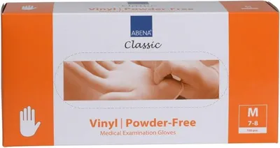 Produktbild von Abena Vinyl-Handschuhe Classic Puderfrei Größe M transparent 100 Stück