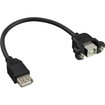 Produktbild von InLine USB 2.0 Adapterkabel, Buchse A auf Einbaubuchse B, 0,2m, 0,2 m, USB A, USB B, Schwarz