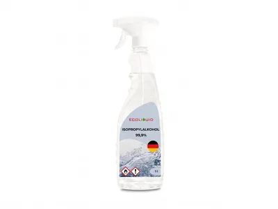 Produktbild von Ecoliquid Isopropylalkohol 99,9% IPA, 1 l; Entfettet, reinigt, desinfiziert; Einsatzbereiche: Gesundheitswesen, Veterinärmedizin, Haushalt, 3D-Druck