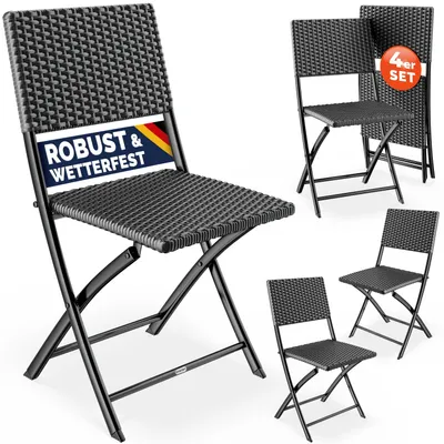 Produktbild von CASARIA® Polyrattan Klappstuhl 4er Set Anthrazit leicht faltbar bis 120kg belastbar tragbar wetterfest Stuhl Sessel Balkon Terrasse Garten Camping Stuhl Sessel