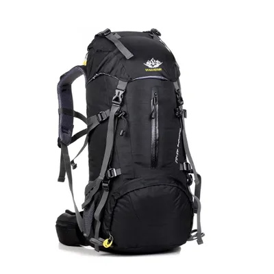Produktbild von Wanderrucksack 50L Trekkingrucksack Wasserdicht, Reisetasche Ultralight mit Regenhülle schwarz