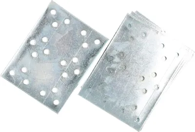 Zdjęcie produktu dla KOTARBAU® Zestaw 100 blach perforowanych 100 x 76 mm Ocynkowany srebrny Lacznik plaski Lacznik do drewna Blacha perforowana wewnetrzna - zewnetrzna Lacznik stalowy Blacha perforowana Plaskownik