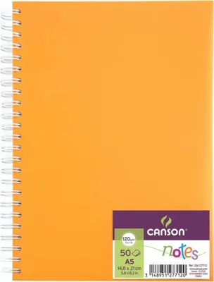Produktbild von Skizzenbuch Notes A5 50 Blatt 120g orange, mit Spiralbindung,, CANSON