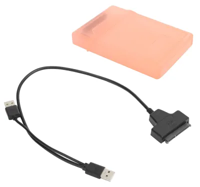 Obrázok produktu pre Prepojovací kábel pre pevný disk SATA HDD/SSD s dvojitým rozhraním a ochranným puzdrom pre 2,5-palcové disky – červený
