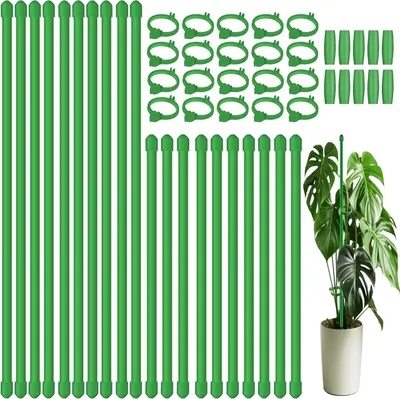 Obrázok produktu pre Podpery na rastliny 20 kusov, 10 tyčí 30 cm, 10 tyčí 40 cm, s 20 upevňovacími sponami, pre kvety a paradajky