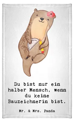 Produktbild von Mr. & Mrs. Panda Handtuch Bauzeichnerin Herz - Weiß - Geschenk, gäste wc, Klein, Frotteehandtuch, Gästetuch