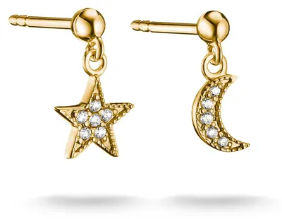Produktbild von THOMAS SABO Ohrstecker Mond und Stern mit weißem Zirkonia Premium Legierung 18k