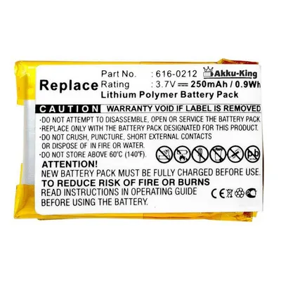 Produktbild von Akku kompatibel mit Apple IPOD Shuffle 1. Generation ersetzt 616-0212 - Li-Polymer 250mAh
