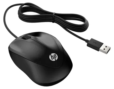 Obrázek produktu pro HP Kabelová myš 1000, Pro praváky i leváky, USB Typ-A, 1200 DPI, Černá