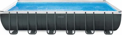Produktbild von Intex 26368 ex 26362 Ultra XTR Premium Frame Rechteckig Aufstellpool 732x366x132cm, inkl. Sandfilterpumpe ,Deluxe Reinigungskit, Leiter, Abdeckplane, Bodenmatte,