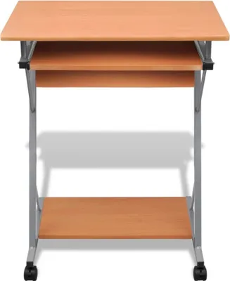 Image de vidaXL Table d'ordinateur Chariot d'ordinateur PC Table de bureau Ordinateur portable sur roulettes marron