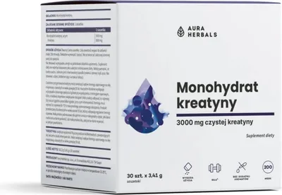 Produktbild von Aura Herbals Kreatin-Monohydrat 3000 mg Beutel 30 x 3,41 g