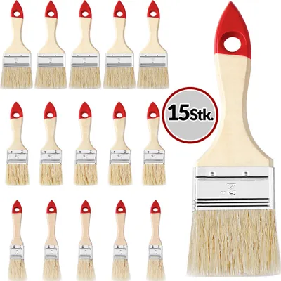 Immagine prodotto di Deuba Set 15x Pennelli 3 Misure Fai da Te Lavoretti Brigolage Verniciatura Tinteggiatura Pittura