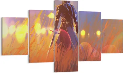 Produktbild von Bild auf Leinwand - Leinwandbild - Krieger Schwert - 125x70cm - Wand Bild - Wanddeko - Wandbilder - Leinwanddruck - Bilder - Kunstdruck - Wanddekoration - Leinwand bilder - Wandkunst - EA125x70-3819