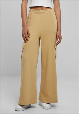 Image de Urban Classics Ladies Highwaist Wide Leg Cargo Terry Pants unionbeige - XS large