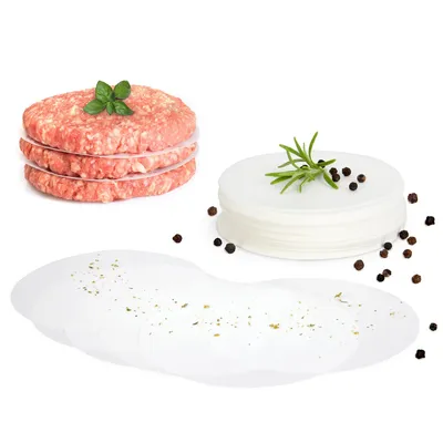 Produktbild von GOURMEO® Burger Papier/Blatt Backpapier für Burgerpresse Ø11 cm 1000 STK. – Antihaft Backpapier/Trennpapier für perfekte Hamburger, Cheeseburger – zum Grillen