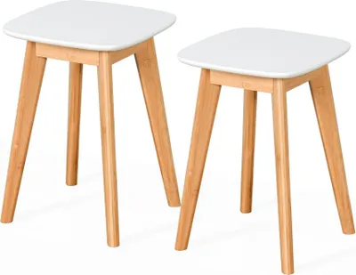 Image de Tabourets de salle à manger, lot de 2, pieds en bambou