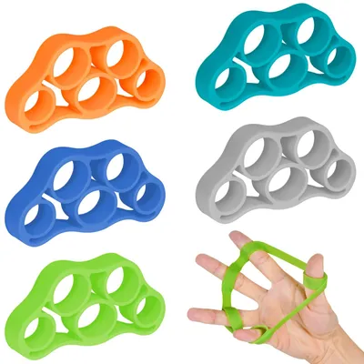 Imagen del producto de Entrenador de dedos, juego de 5 piezas para fortalecer los dedos, entrenador de fuerza de manos de silicona para rehabilitación