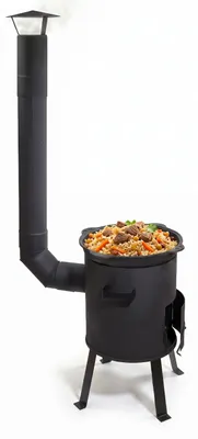 Produktbild von Kazanofen 12 Liter mit Schornstein – zerlegbarer Kesselofen für Garten, Camping & Outdoor Küche, mobil & kompakt verstaubar