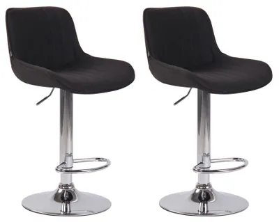 Produktbild von CLP 2er Set Barhocker Lentini Stoff 360° Drehbar Höhenverstellbar schwarz Gestell Farbe chrom