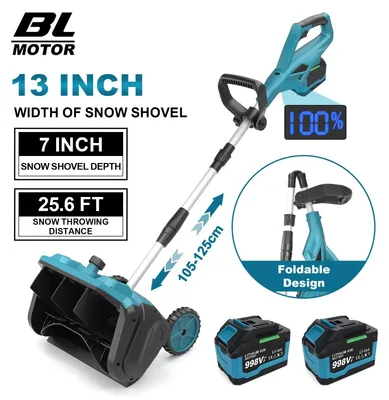 Produktbild von Bürstenlose Akku-Schneefräse, 13 Zoll (33 cm) Arbeitsbreite, 3500W 25000 U/min, kabellos, mit 2 Akkus und 1 Ladegerät