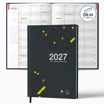 Produktbild von Praxisplaner 2027 A4 Urban Hardcover Tattoo Barber Coworking 15 Min TaktMitarbeiter-Plan